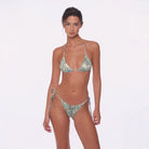 Tie side bottom with skimpy coverage in colorful animal print
