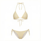 Tie side bikini bottom in yellow with white polka dots