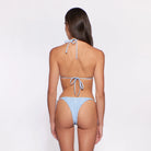 Textured triangle top with adjustable straps in light blue