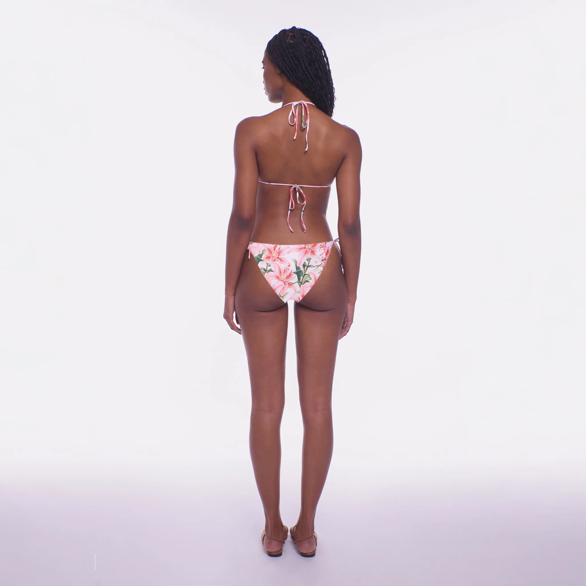 Tie side bikini bottom in colorful floral print