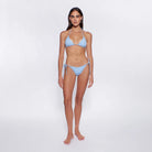 Textured triangle top with adjustable straps in light blue