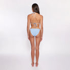 Textured triangle top with adjustable straps in light blue