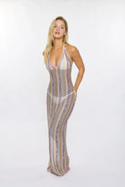 Sheer coverup dress with metallic sparkle
