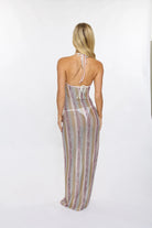 Sheer coverup dress with metallic sparkle