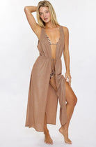 Shimmery gold coverup with a tie front