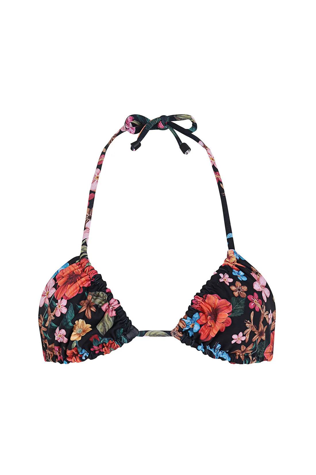 Adjustable triangle bikini top with reversible floral print