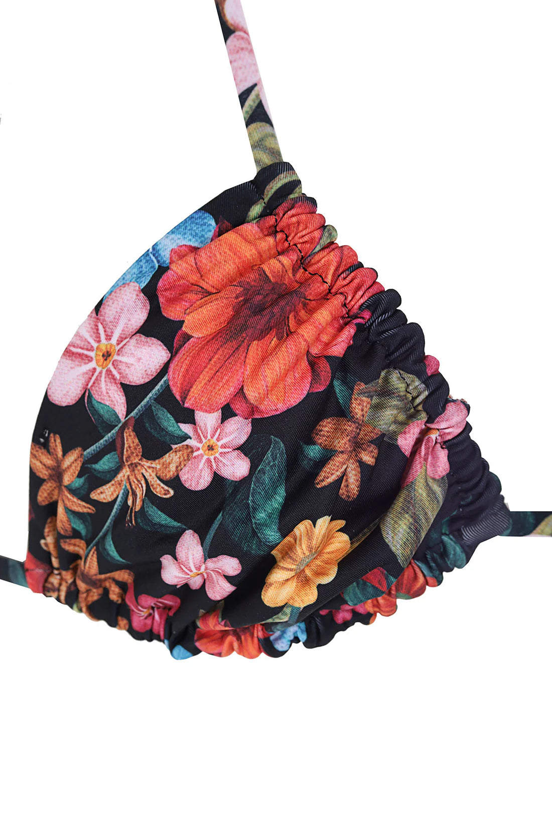 Adjustable triangle bikini top with reversible floral print