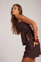 Brown cotton camisole with ties on the side
