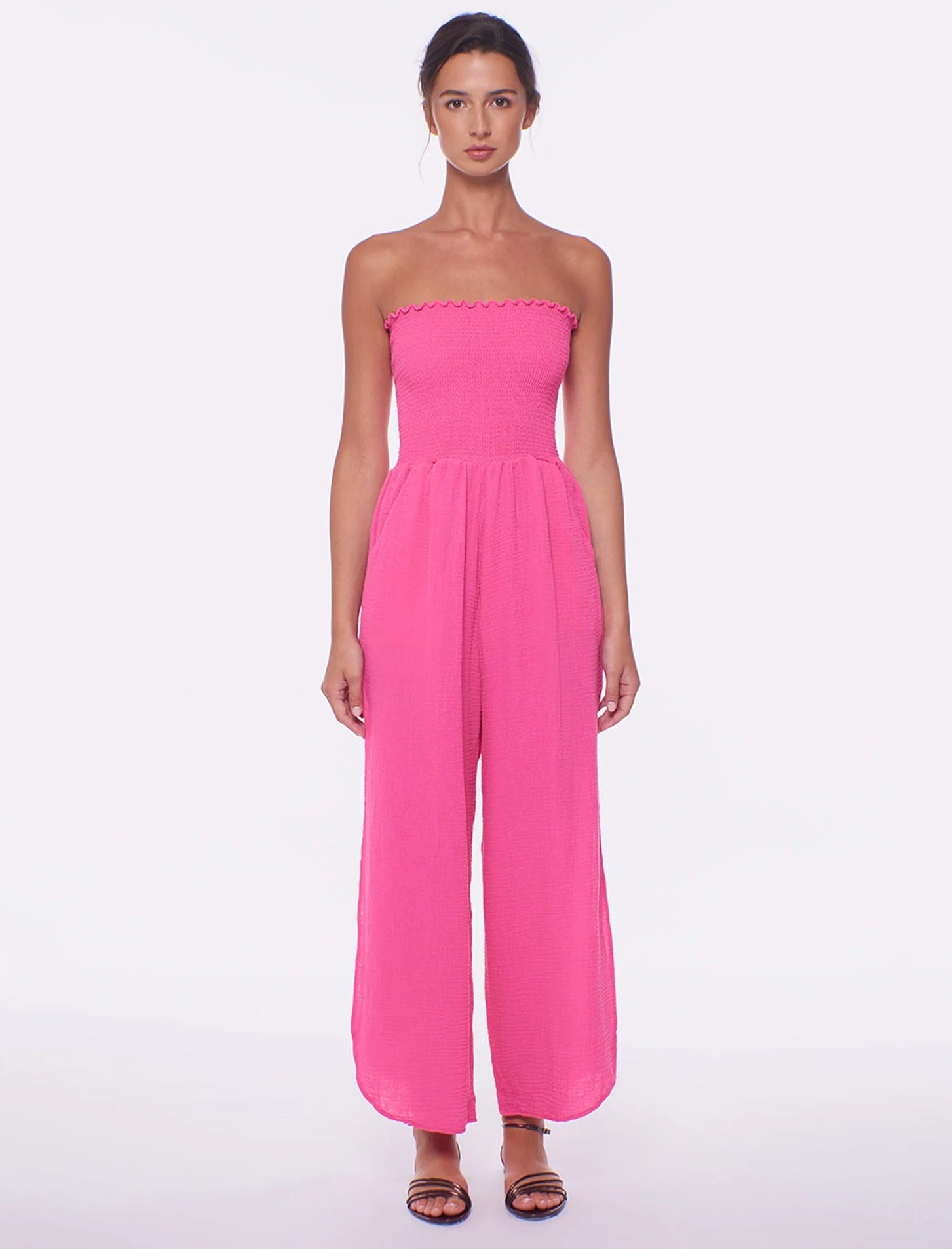 Strapless pink jumpsuit