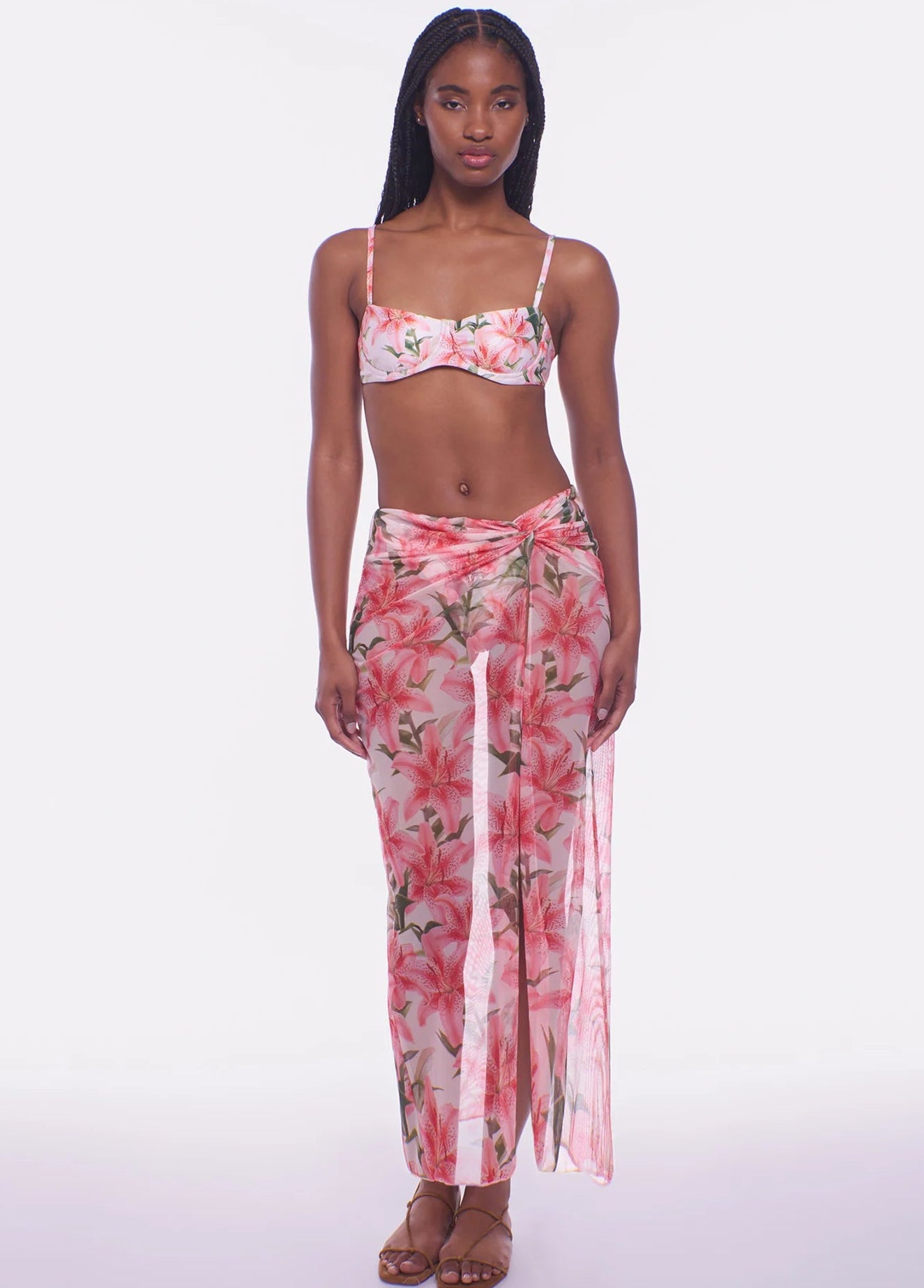 Mesh Hawaiian print sarong skirt