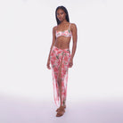 Mesh Hawaiian print sarong skirt