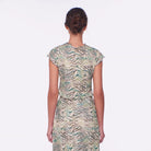 Sheer lettuce trim coverup top in colorful print