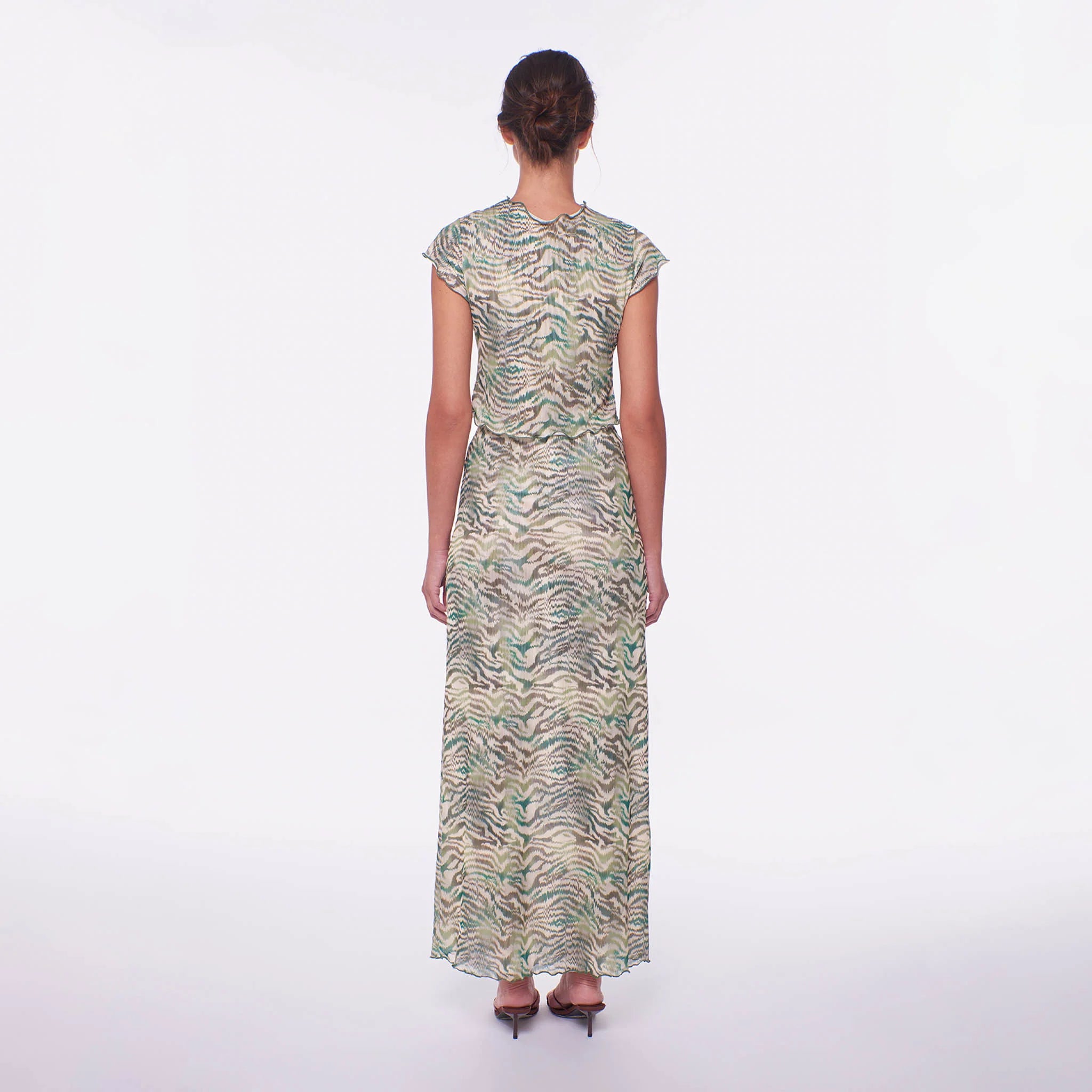 Sheer multicolor print coverup skirt