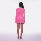 Pink textured plunge neck tunic