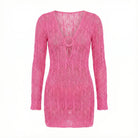 Pink textured plunge neck tunic