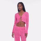 Long sleeve pink tie top