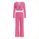 Pink lace coverup pants