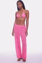 Pink lace coverup pants