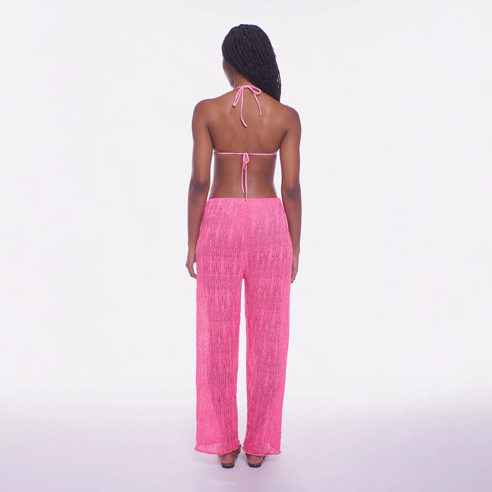 Pink lace coverup pants