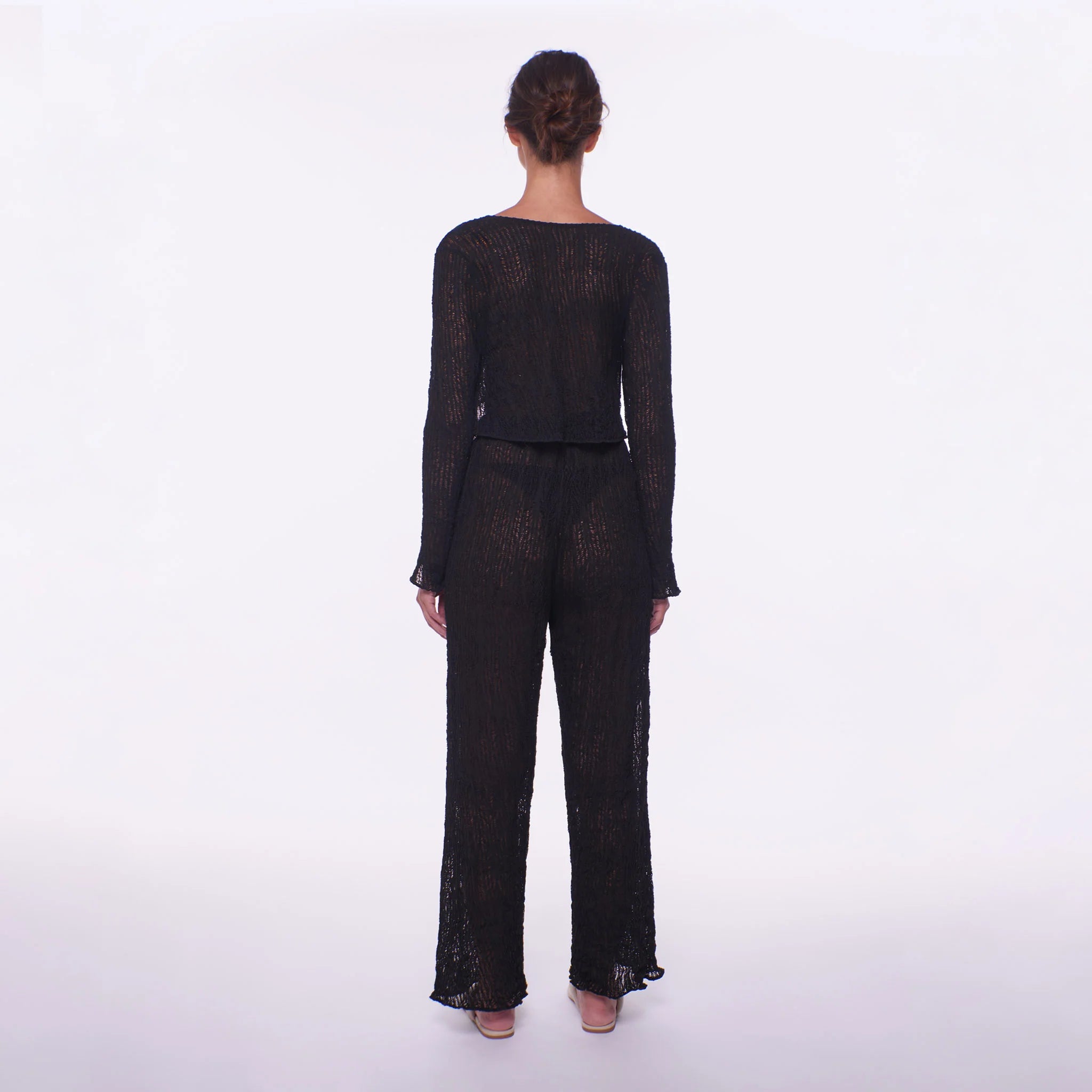 Black lace coverup pants