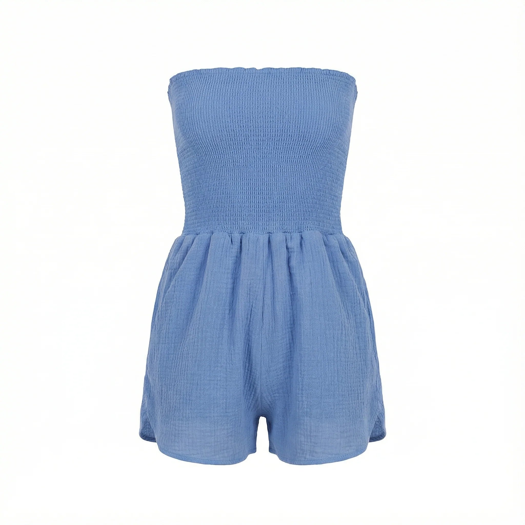 Light blue cotton romper