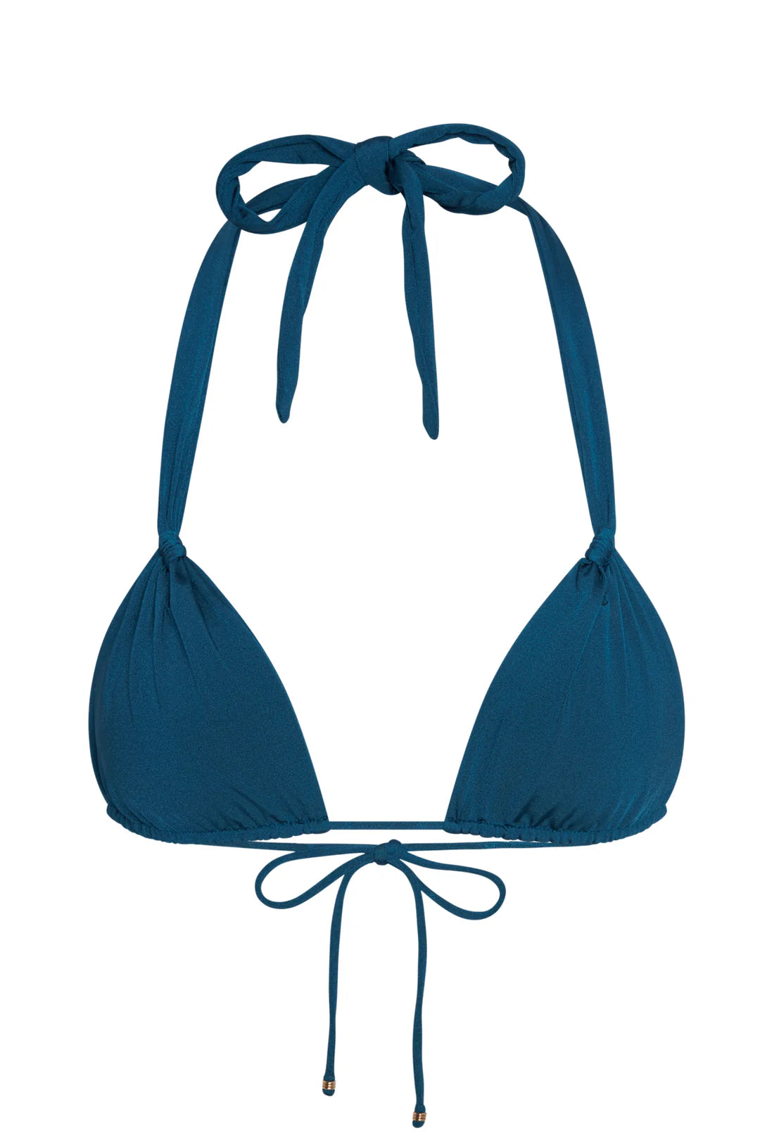 Triangle bikini top with knotted detail in blue