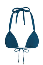 Triangle bikini top with knotted detail in blue