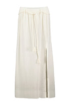 Cotton maxi skirt with belt in off white