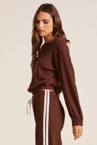 Long sleeve brown crop top