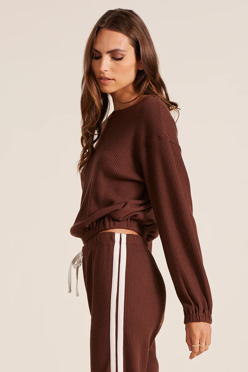 Long sleeve brown crop top