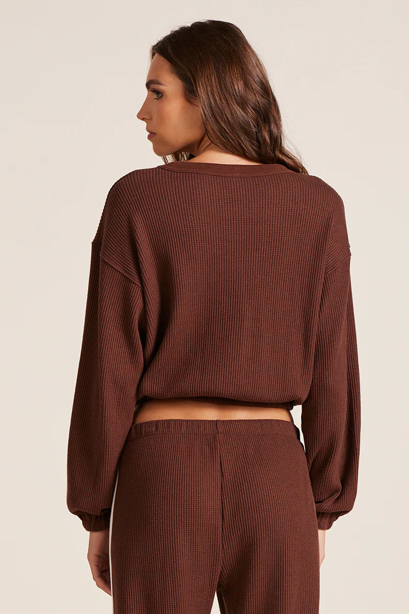 Long sleeve brown crop top