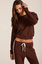 Long sleeve brown crop top