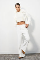 White Wide Leg Drawstring Pant