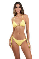 One size textured bottom with tie sides and medium coverage in yellow