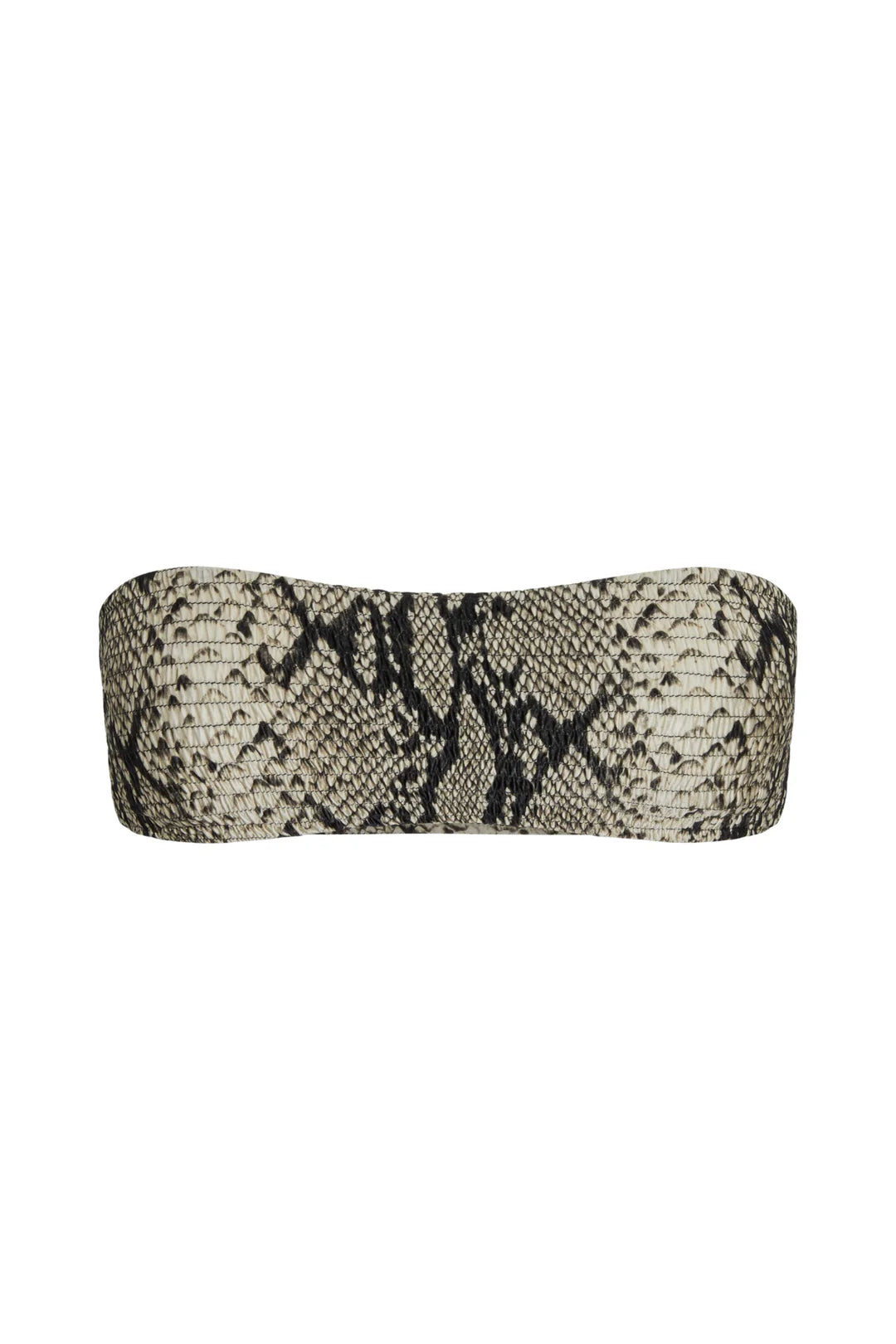 Strapless bandeau bikini top in black snake print