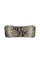 Strapless bandeau bikini top in black snake print