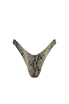Textured snake print bikini bottom with minimal coverage