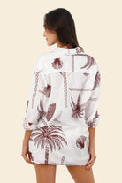 Button down collared shirt in tropical print