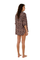 Animal Print Collared Coverup Shirt
