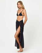 Black sarong with beaded trim