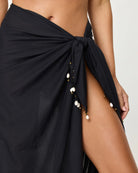 Black sarong with beaded trim
