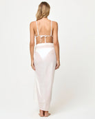 Long sarong with beaded trim in off white