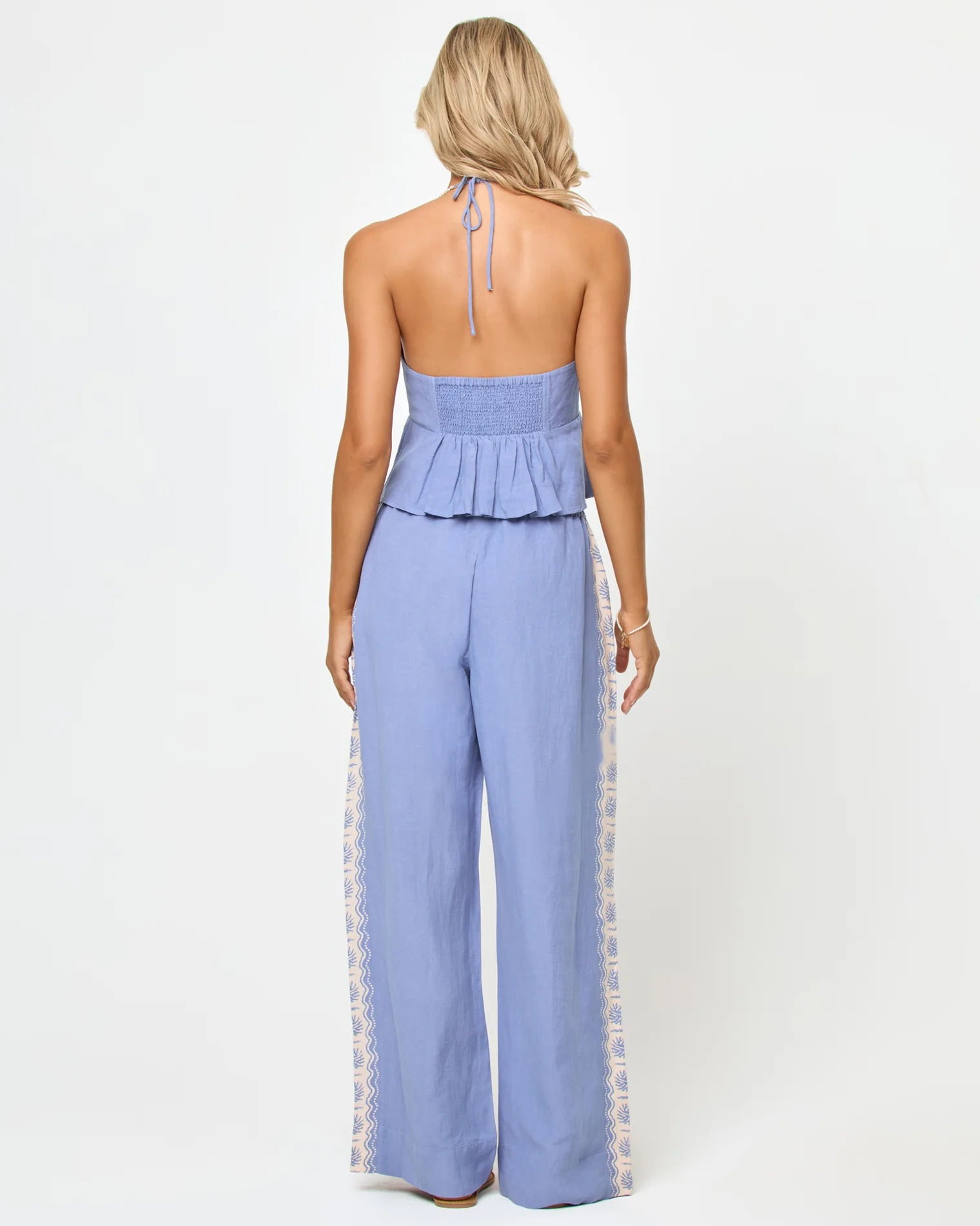 Light Blue Elastic Waist Pants