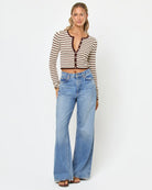 Knit cardigan with stripes