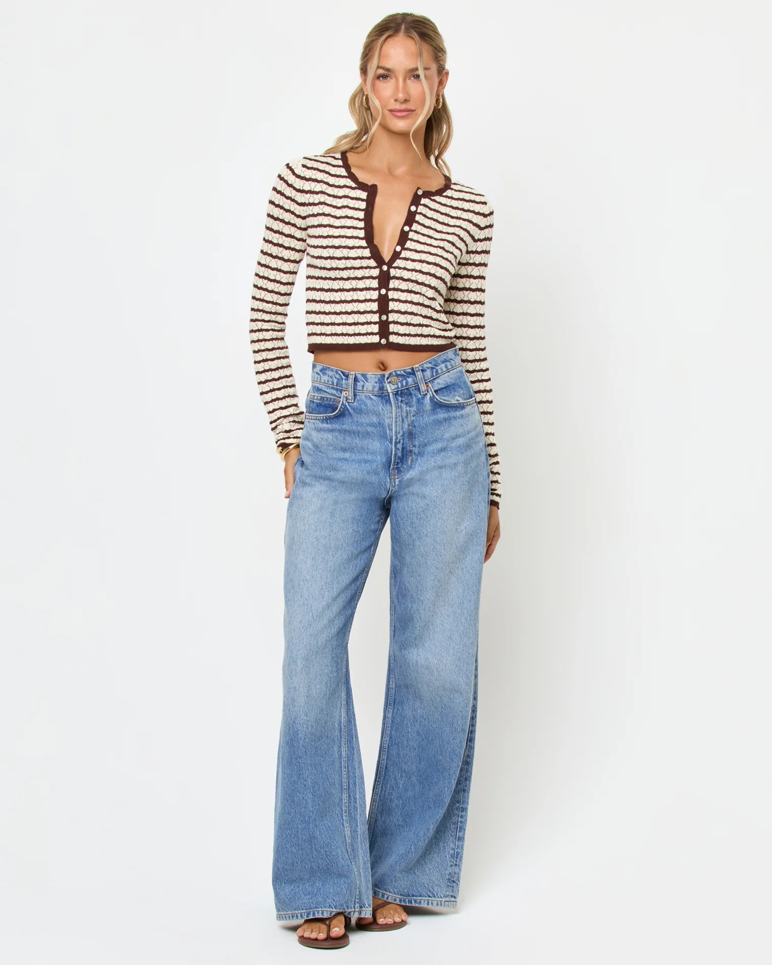 Knit cardigan with stripes