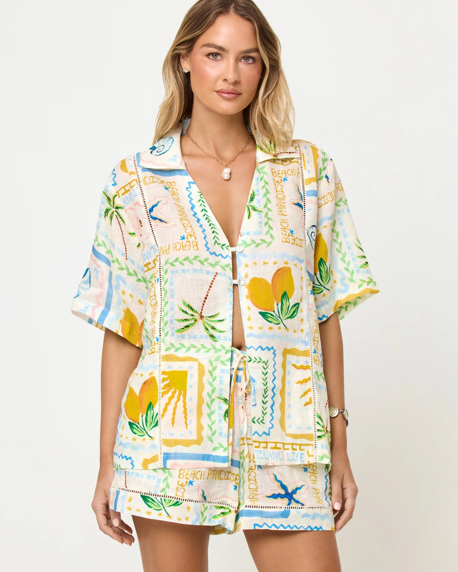 Beachy Print Linen Shorts
