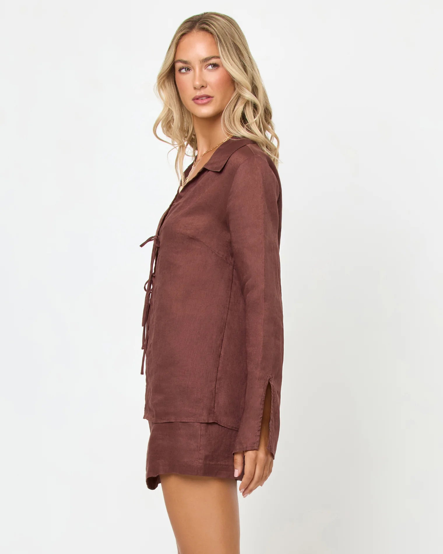Brown mini skort