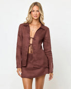Brown mini skort