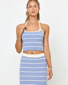 Cropped tank top in blue and white stripes