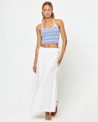 Cropped tank top in blue and white stripes